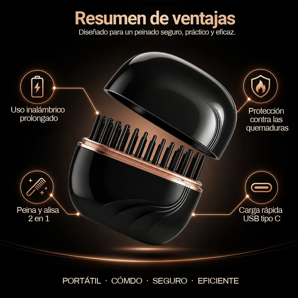 Mini Cepillo Alisador Recargable