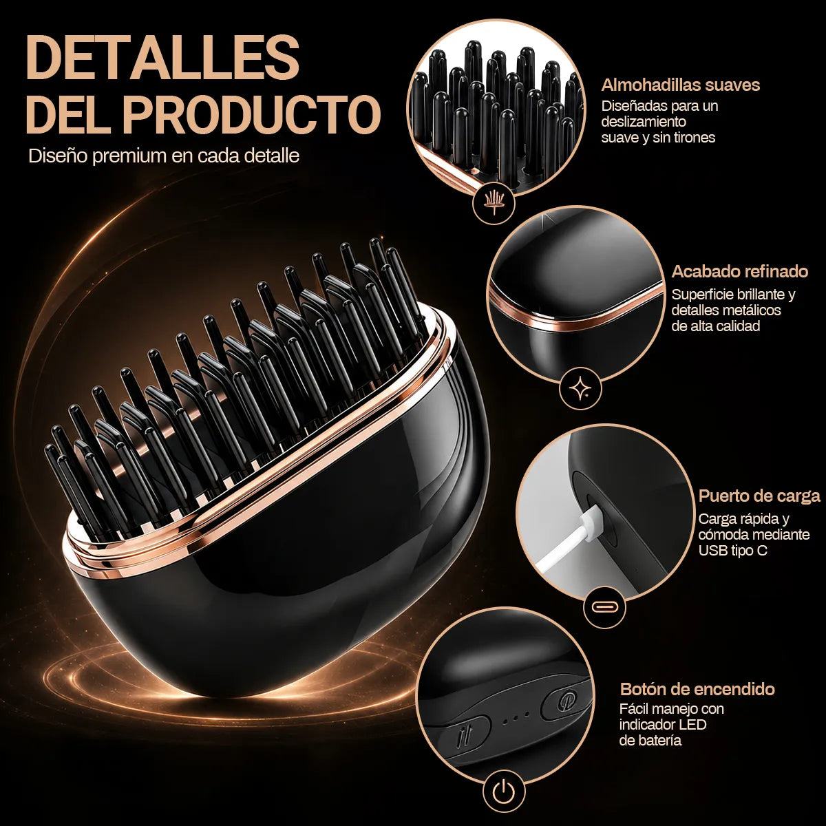 Mini Cepillo Alisador Recargable