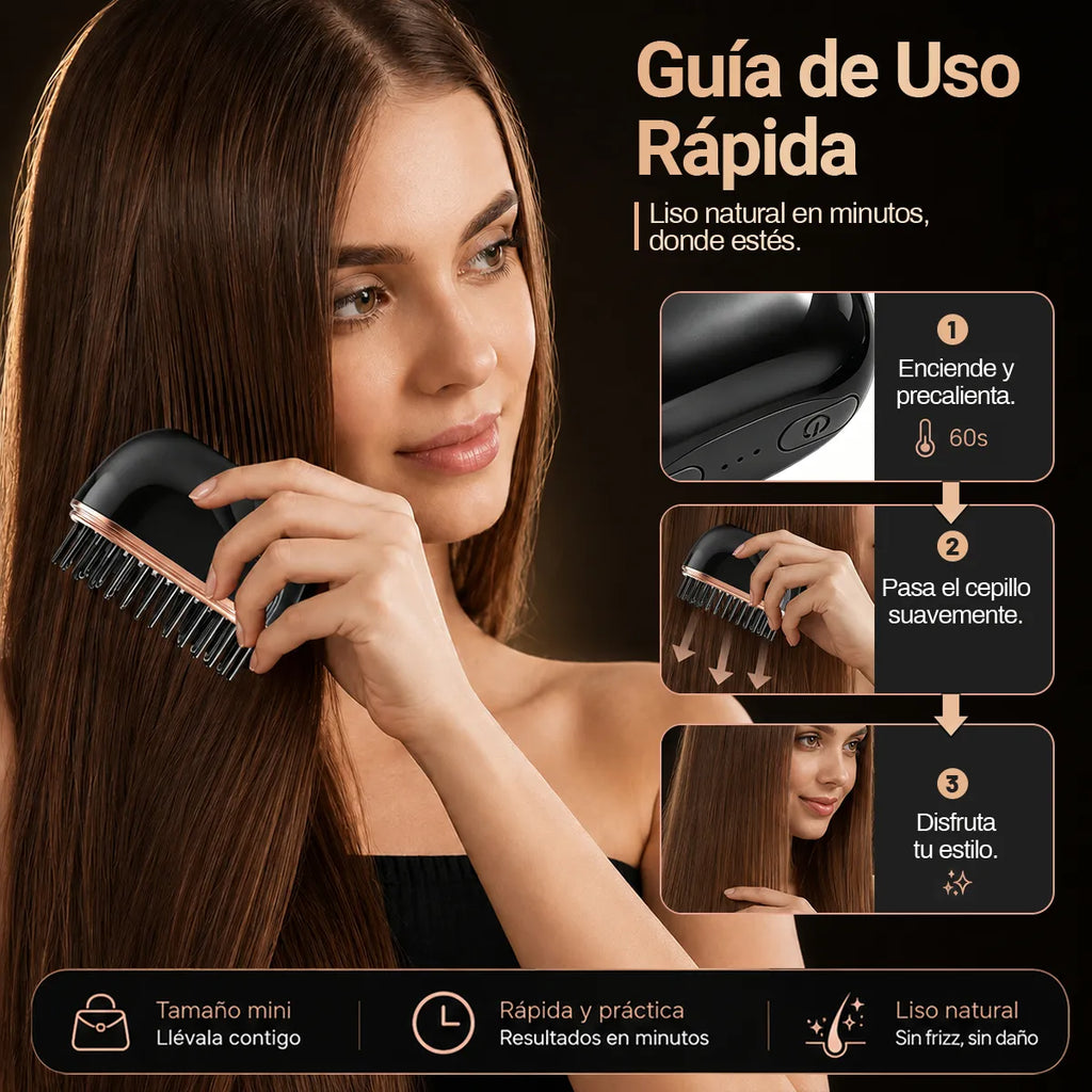 Mini Cepillo Alisador Recargable
